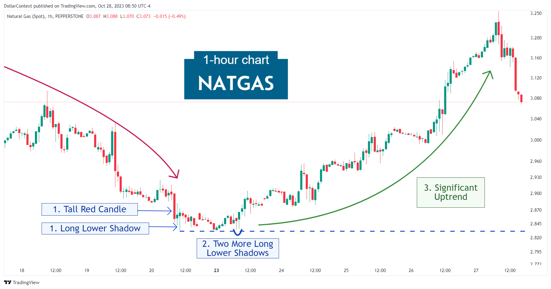 Case Study 0013: Various Long Lower Shadows Herald a Bottom (Natural Gas)