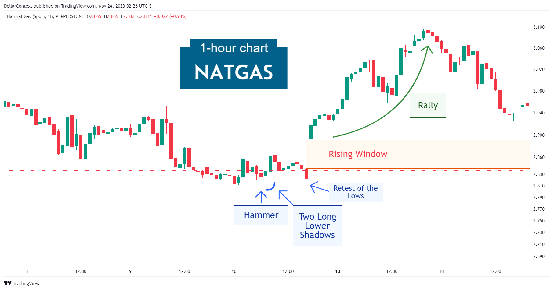 Case Study: Hammer and Long Lower Shadows (Natural Gas)